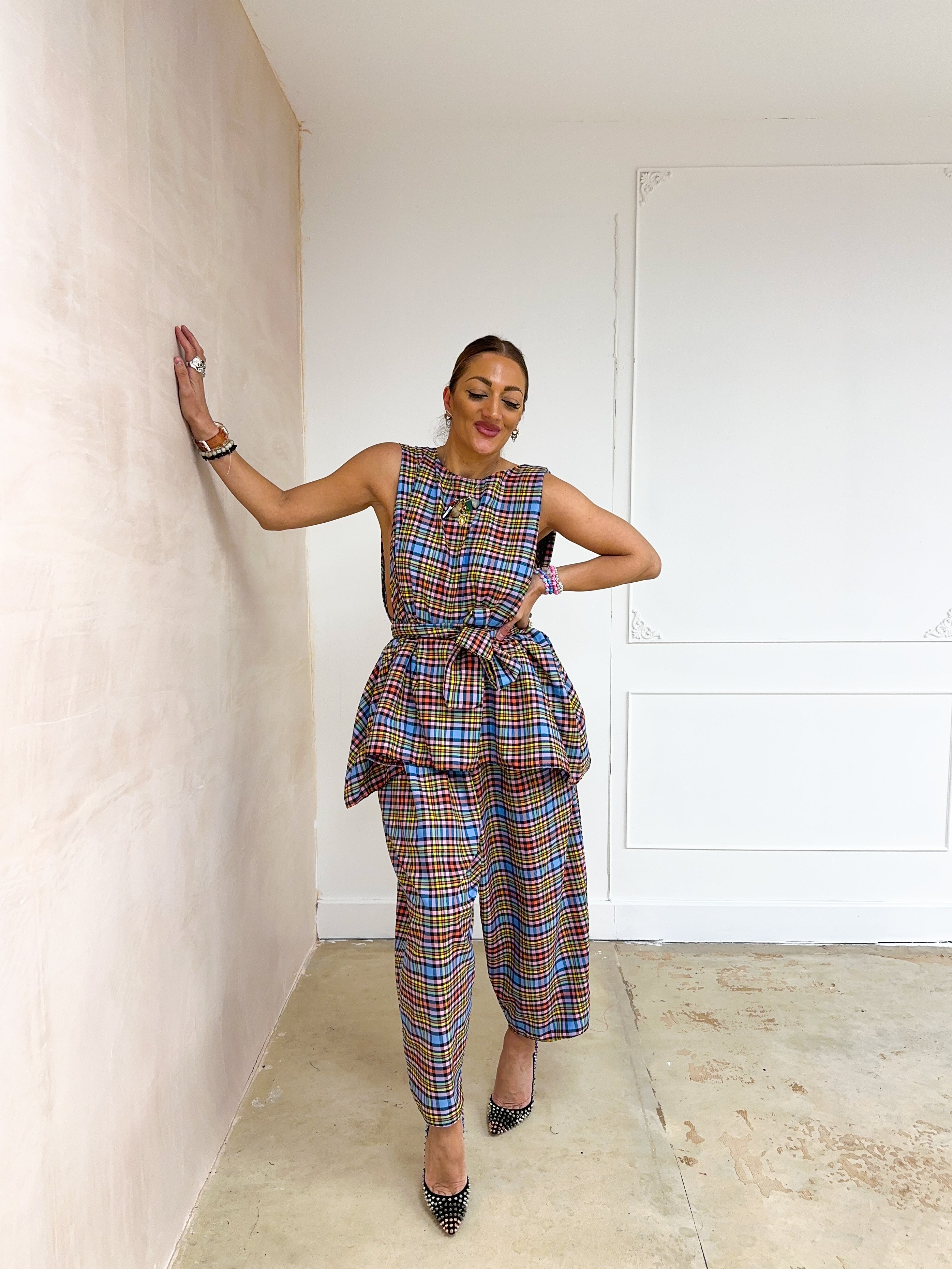 Muse Belted Top/Dress In Multi Colour Tartan