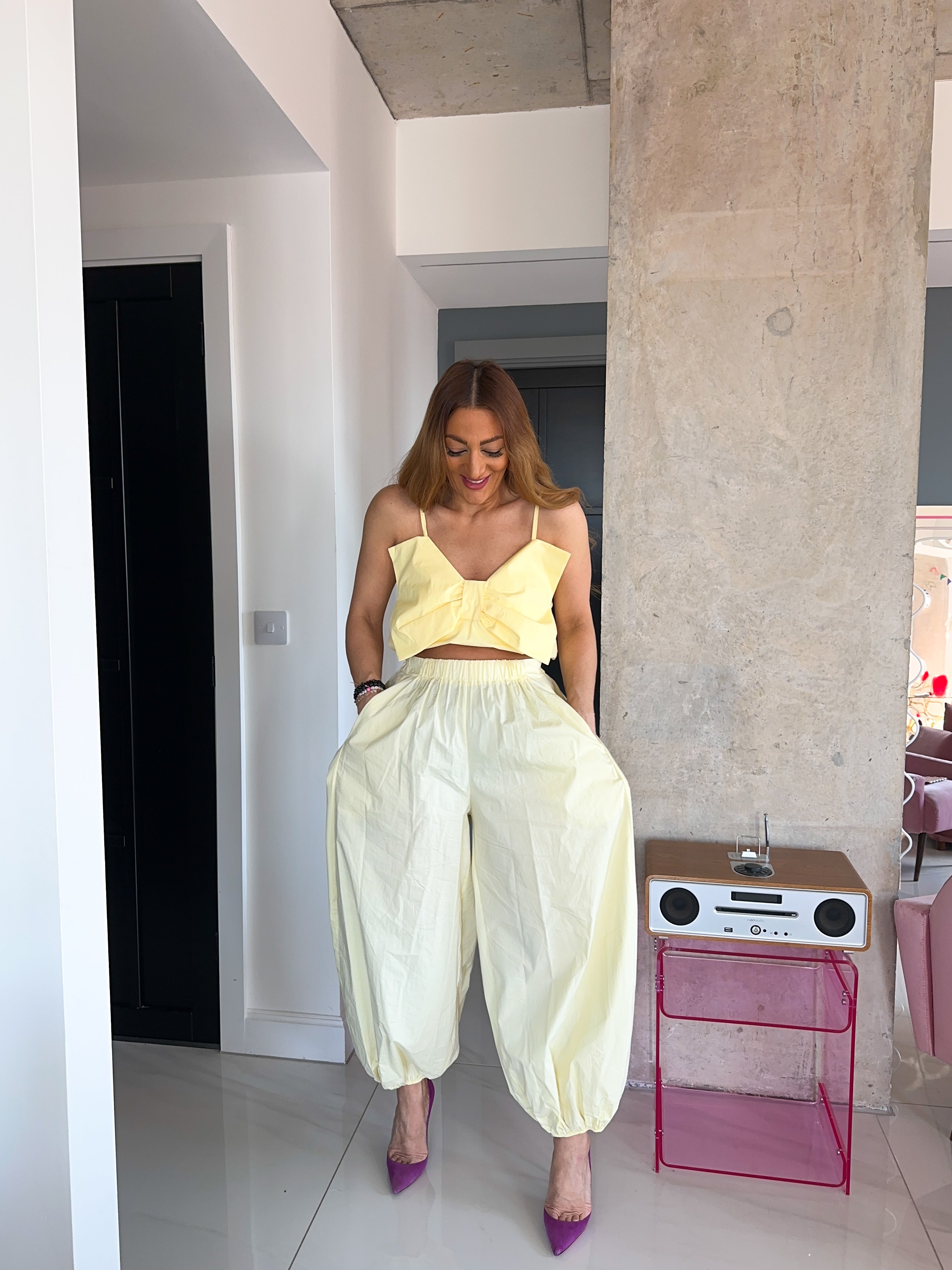 Bow Front Cami Top In Yellow