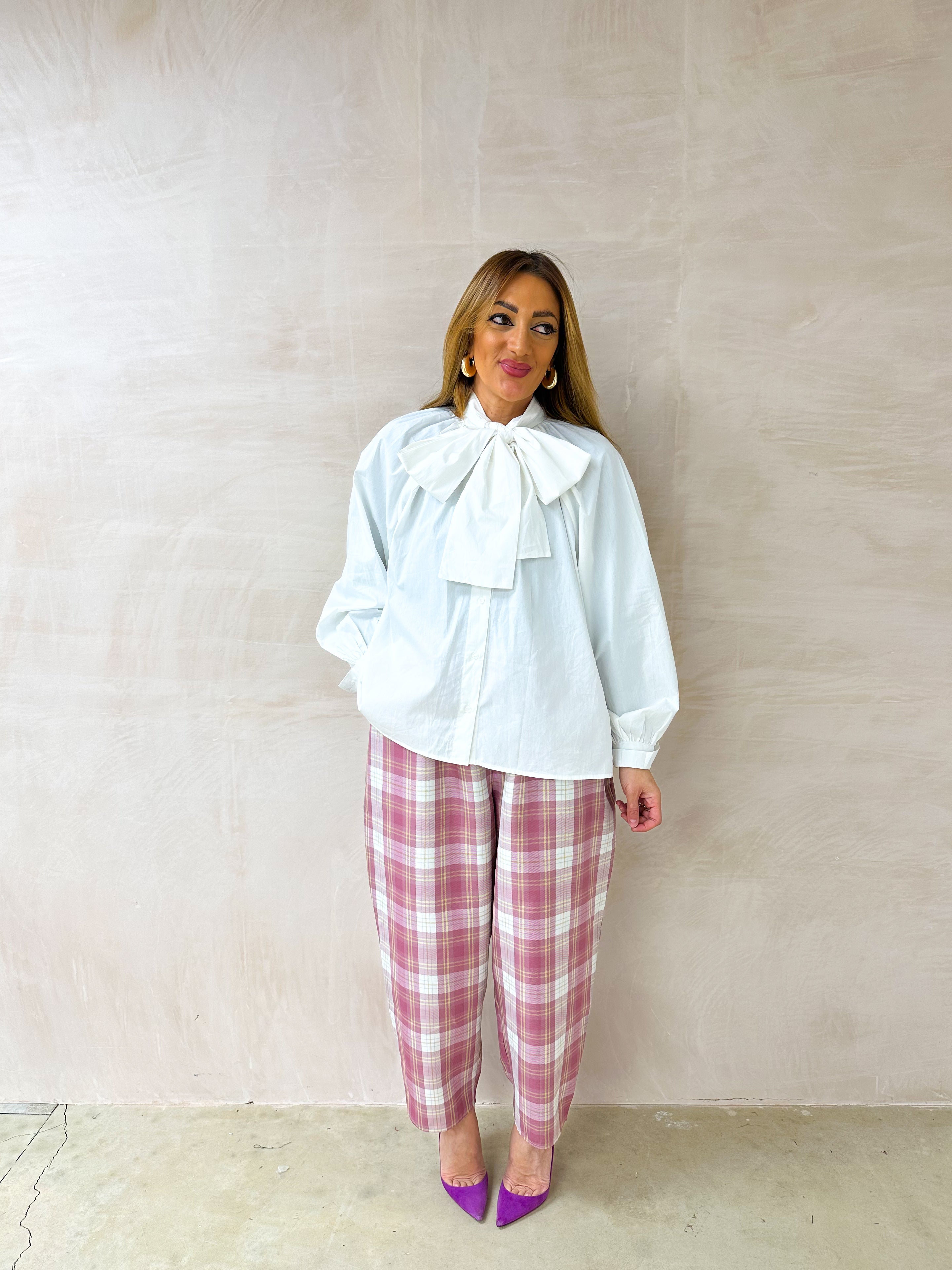 Bow Front Shirt In White