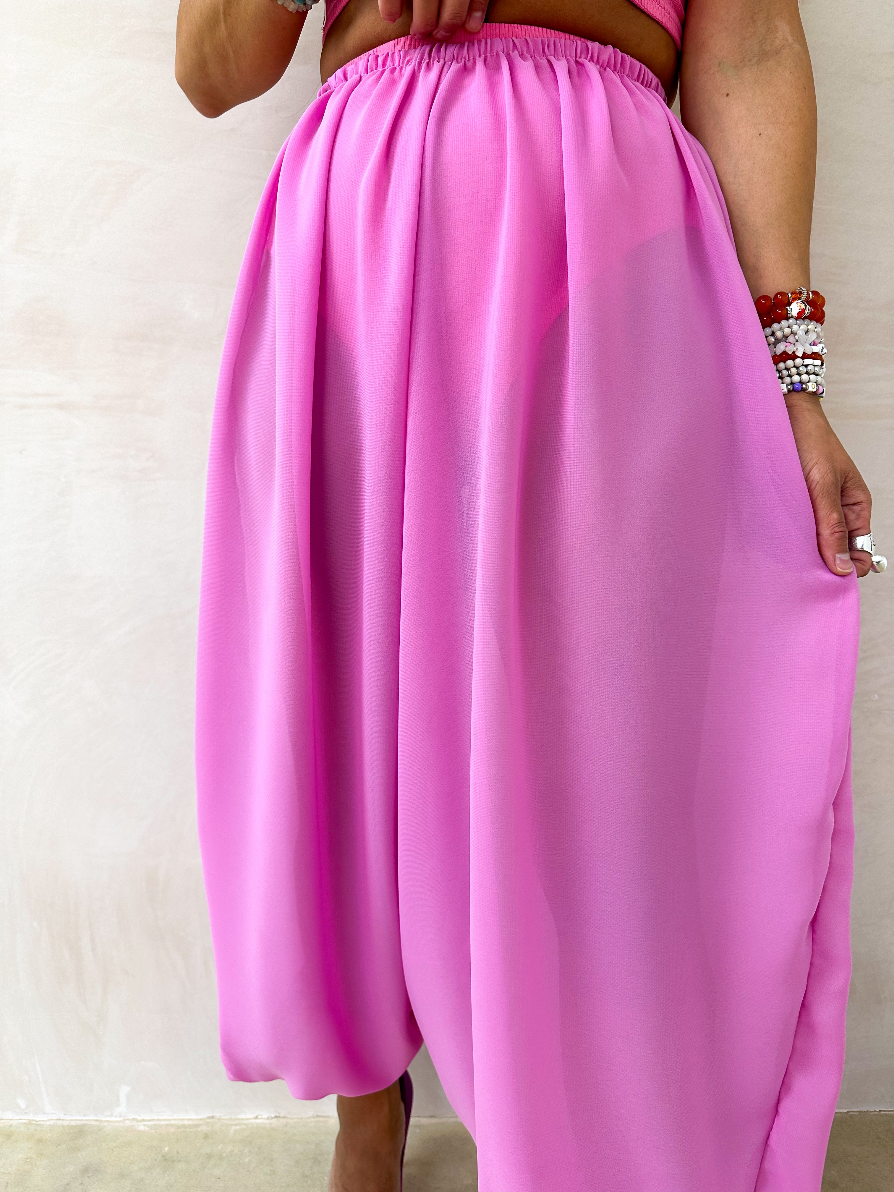 The Jasmine Aladdin Trousers In Pink Chiffon