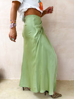 Wrap Front Detail Skirt In Sage Green