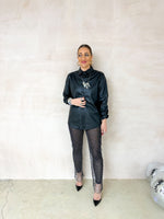 Faux Leather Shirt In Black