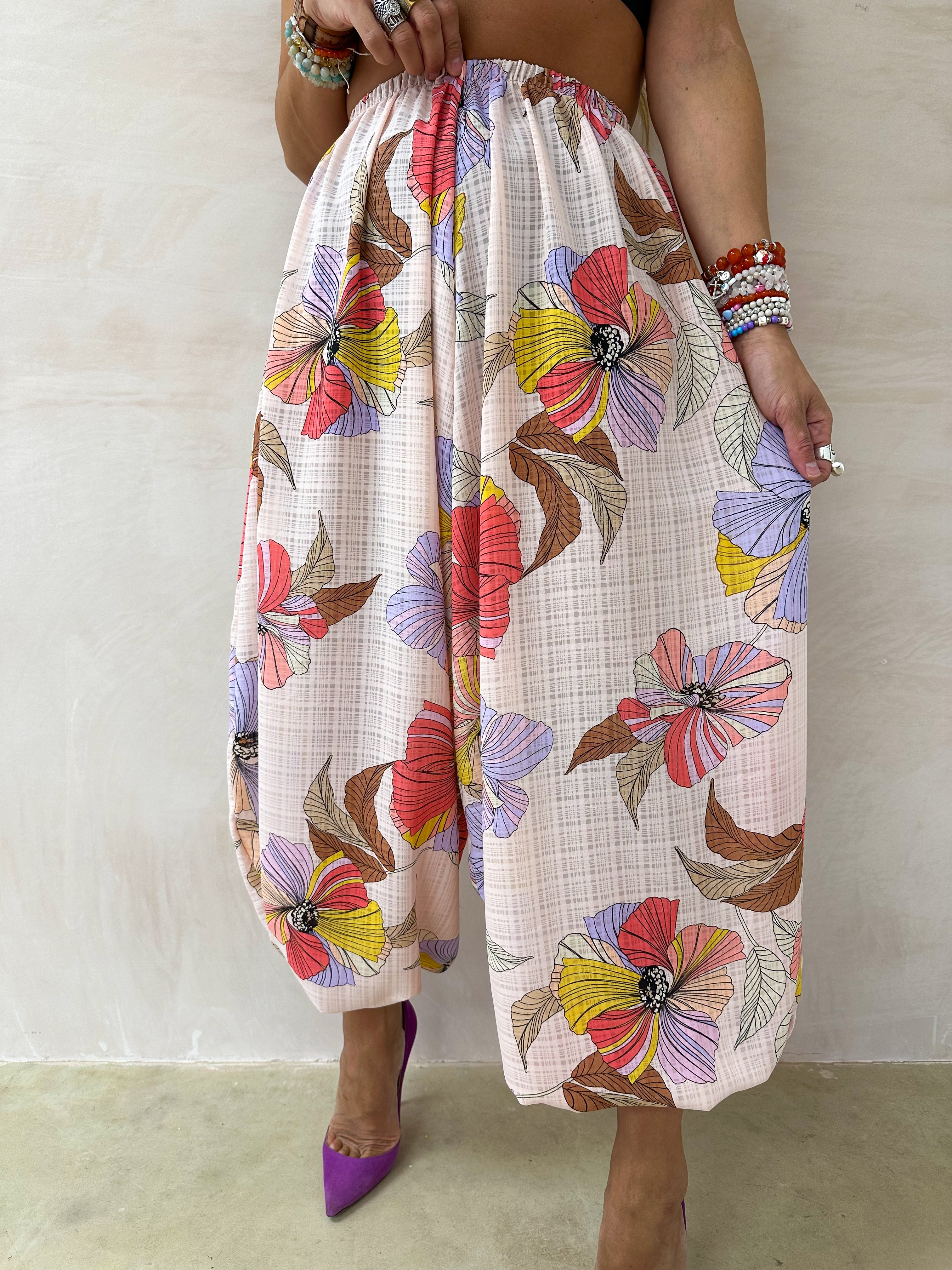 The Jasmine Aladdin Trousers In Abstract Floral Print