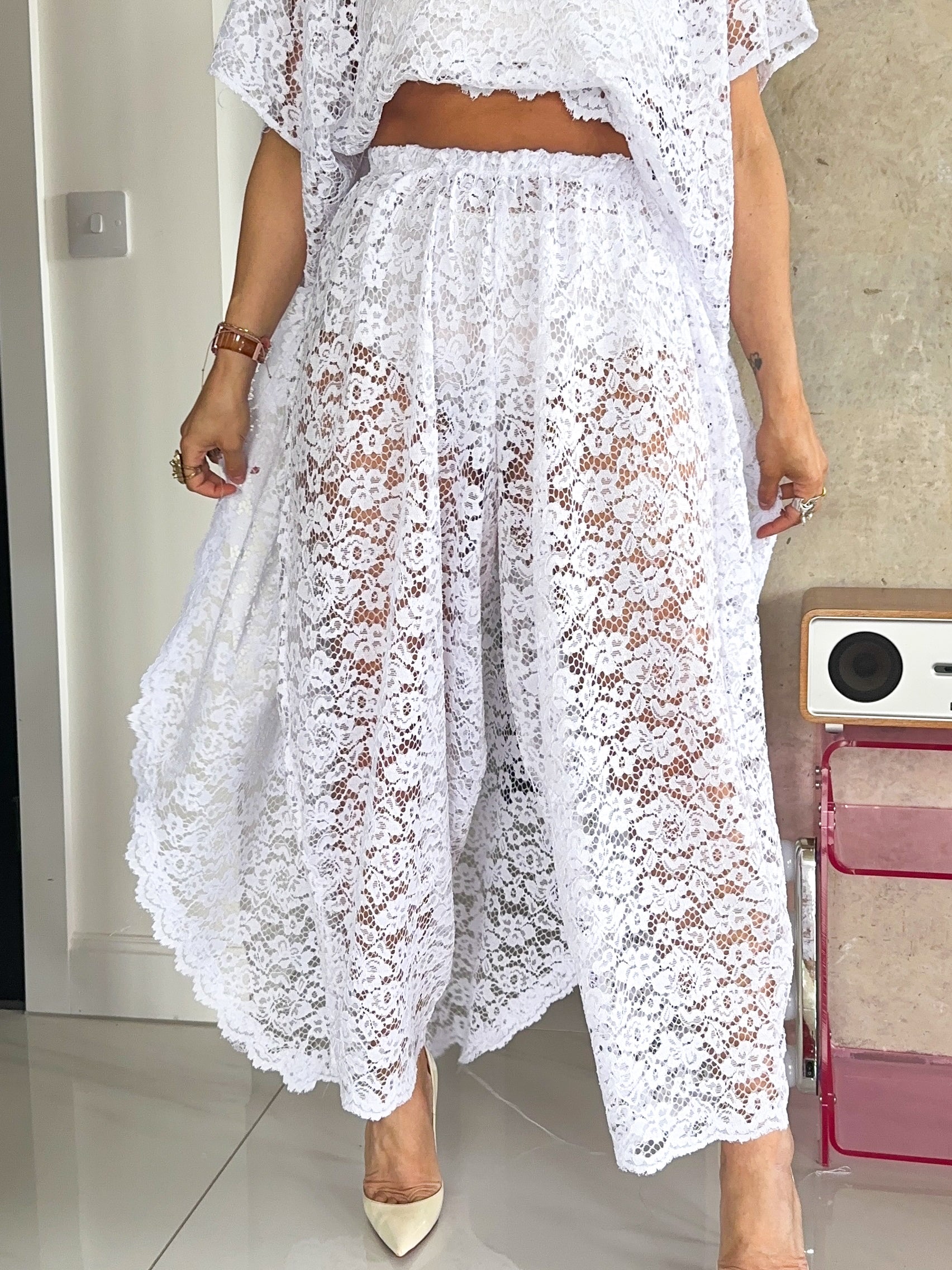 Sweet Dreams Lace Balloon Trousers In White