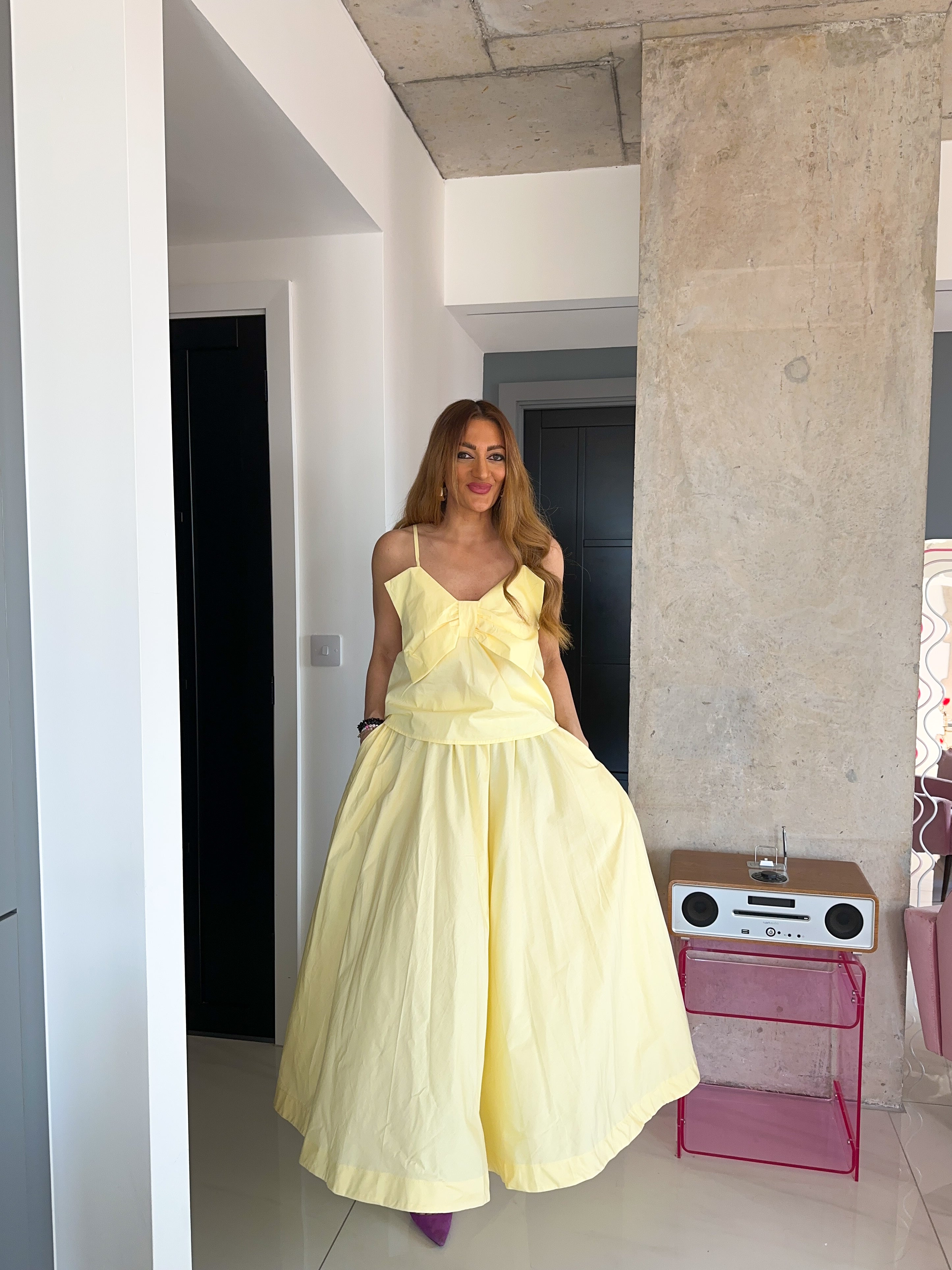 Full Circle Midi Skirt In Yellow