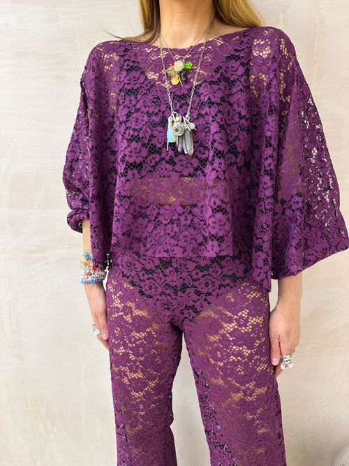 Sweet Dreams Puff Sleeve Top In Purple