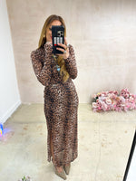 Mesh Midi Dress In Leopard Print