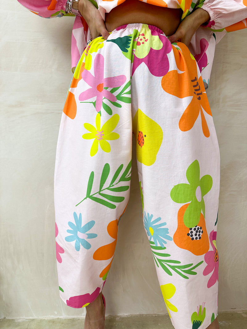 The Frida Balloon Trousers In Pink Floral Print