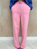 Drawstring Waist Wide Leg High Waisted Joggers In Candy Pink