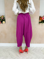 High Waisted Balloon Fit Trousers In Raspberry