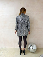 Scattered Sequin Oversized Blazer In Silver