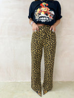 High Waisted Wide Leg Jeans In Leopard Print