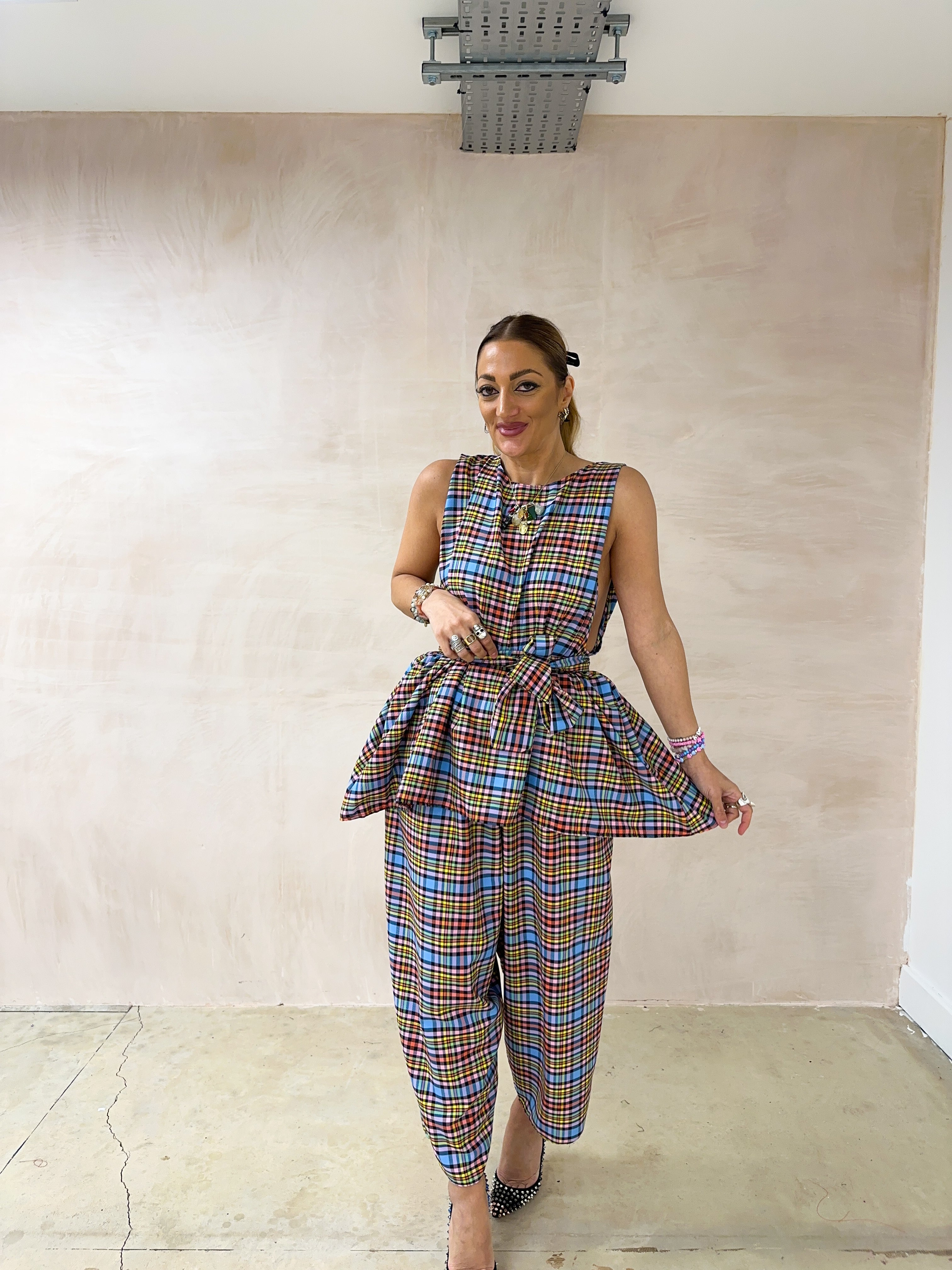 Muse Belted Top/Dress In Multi Colour Tartan