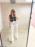 Fairytale Lace Extreme Flare Trousers In Cream