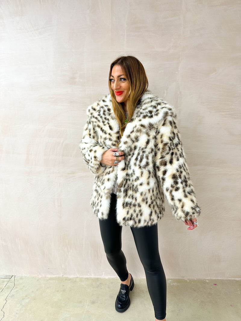 Luxury Faux Fur Coat In Leopard Print