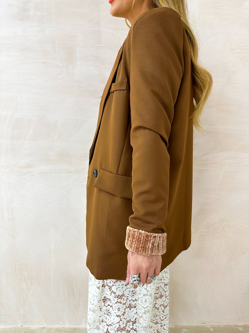 Slouch Basic Blazer In Chocolate