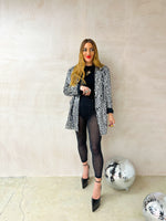 Scattered Sequin Oversized Blazer In Silver