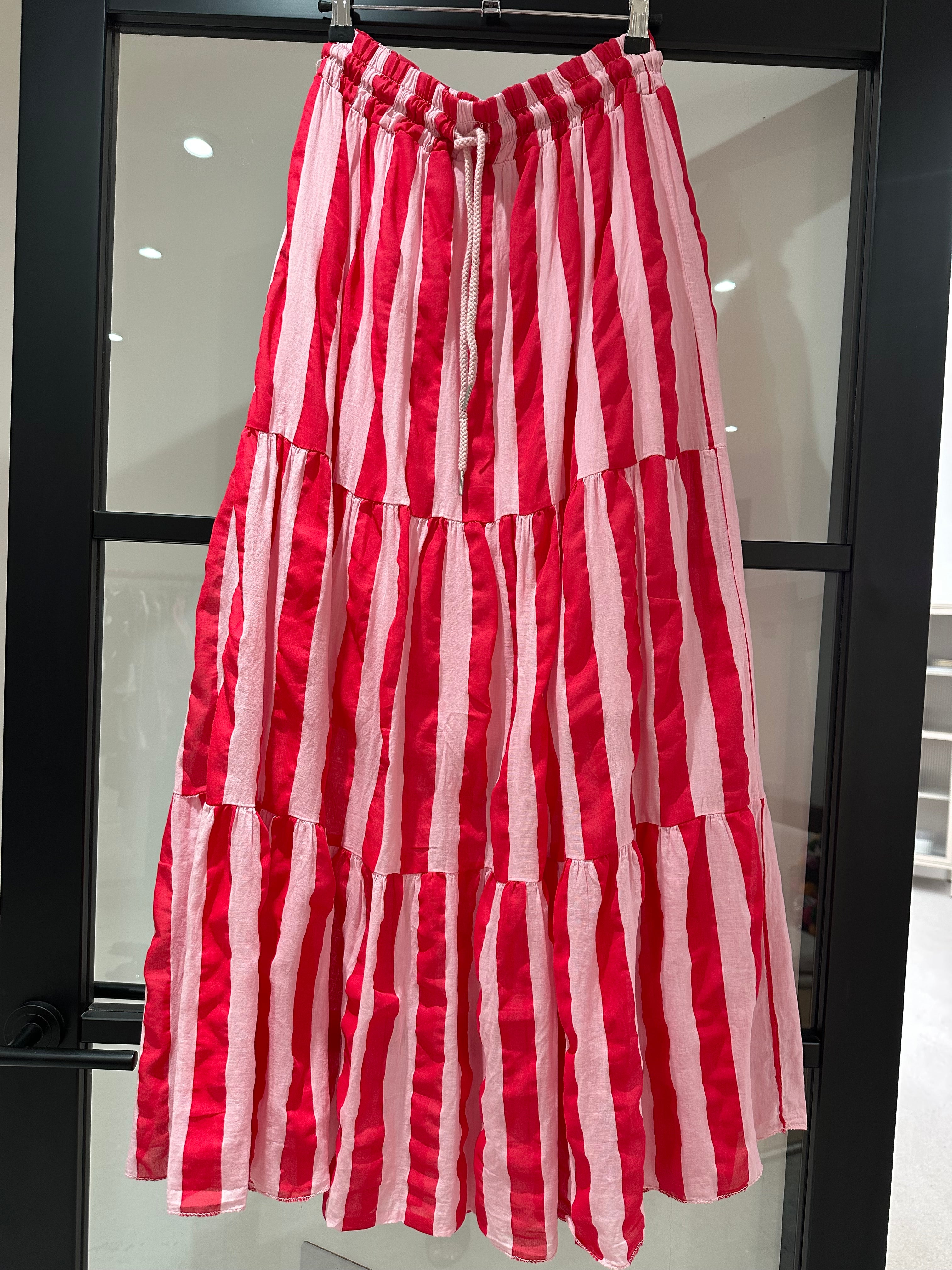 LOT 13 - Red Stripe Maxi Skirt