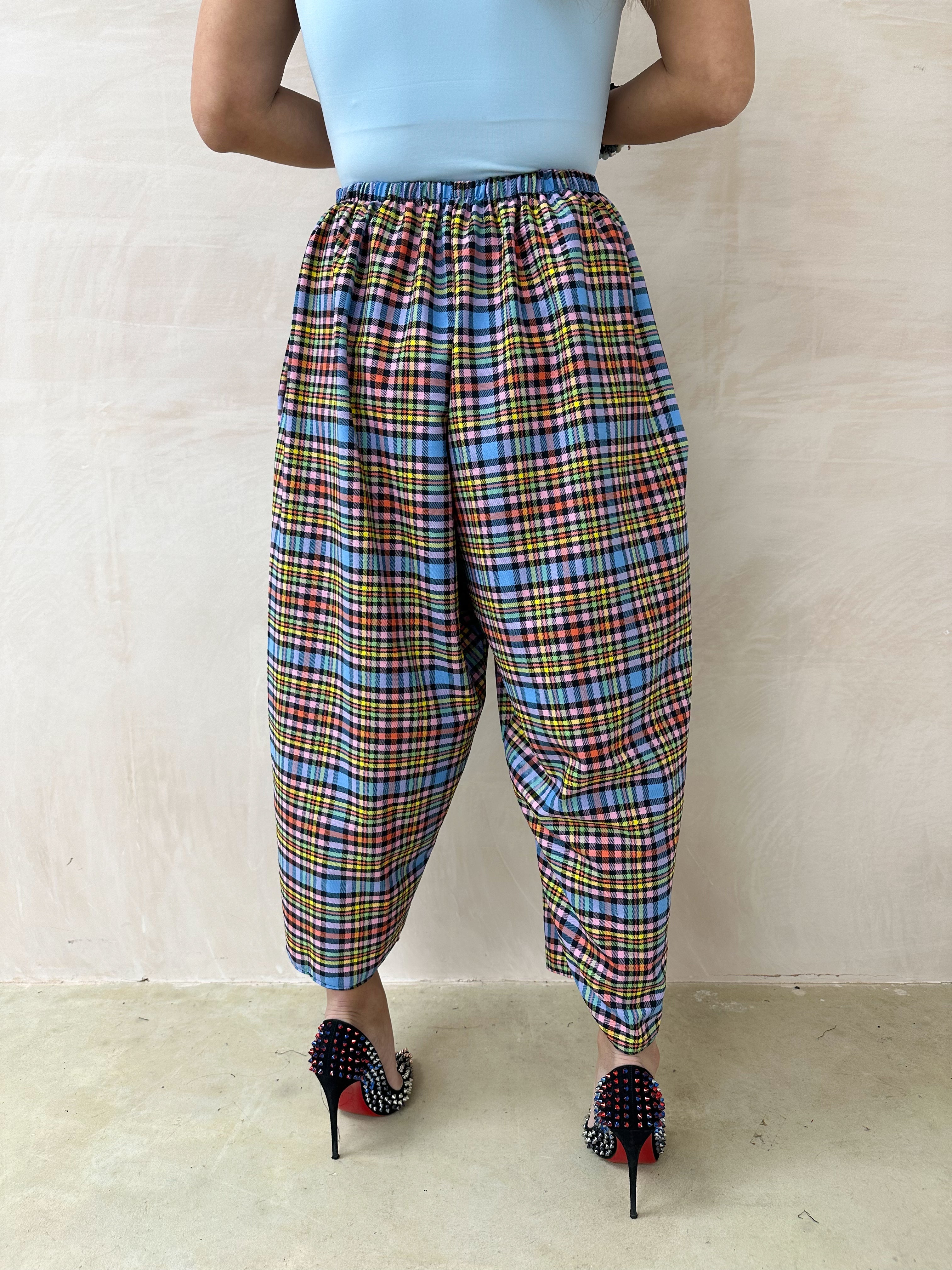 Muse Balloon Trousers In Multi Coloured Tartan