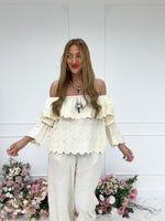 Broderie Anglaise Bardot Top In Cream