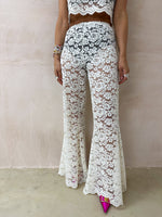 Fairytale Lace Extreme Flare Trousers In Cream