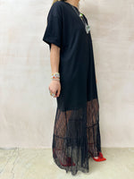 Black T-Shirt Dress With Lace Hem Skirt