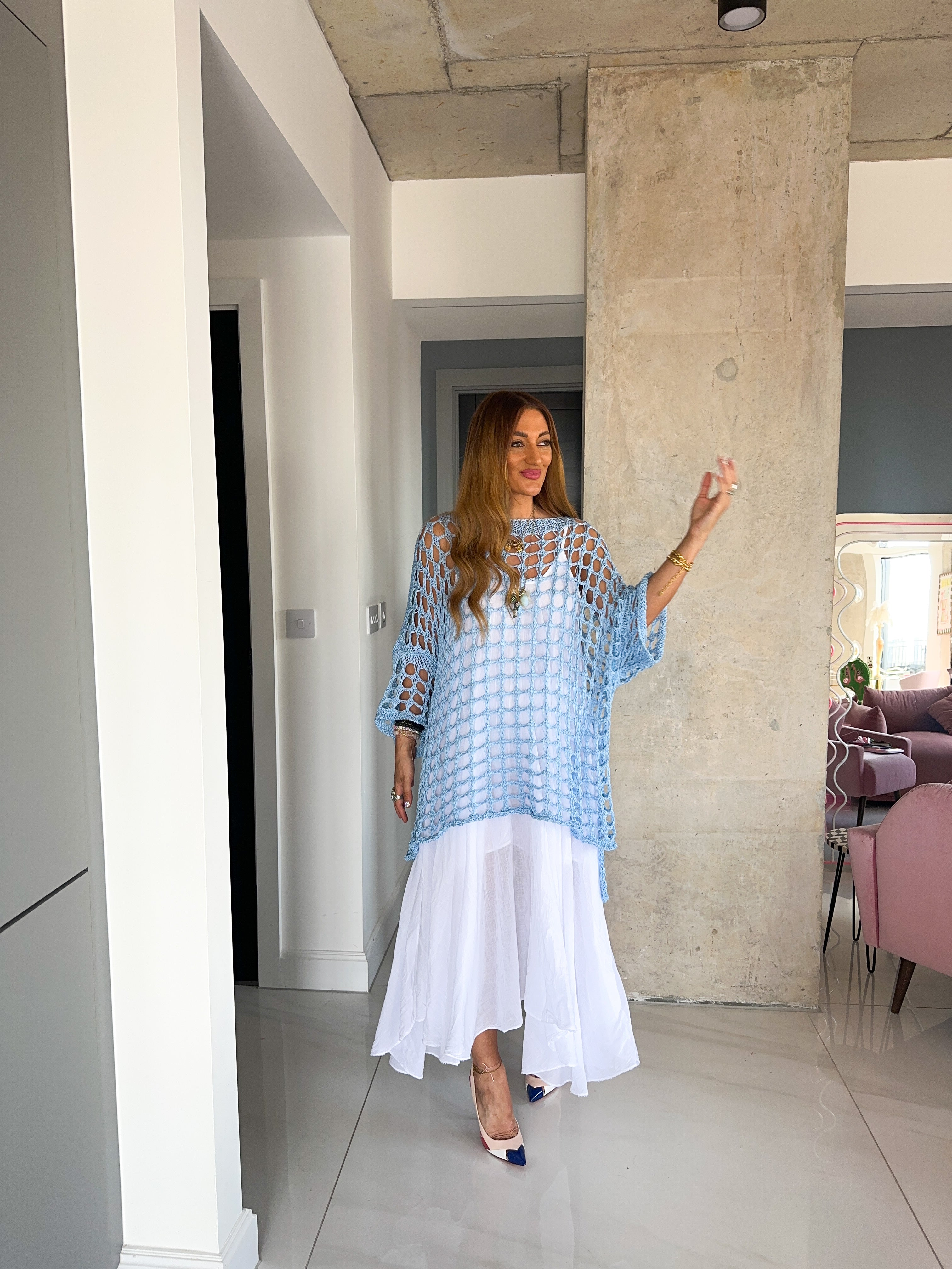 White Linen T-Shirt Style Maxi Dress