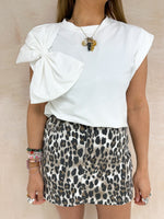 Bow Detail T-Shirt In White