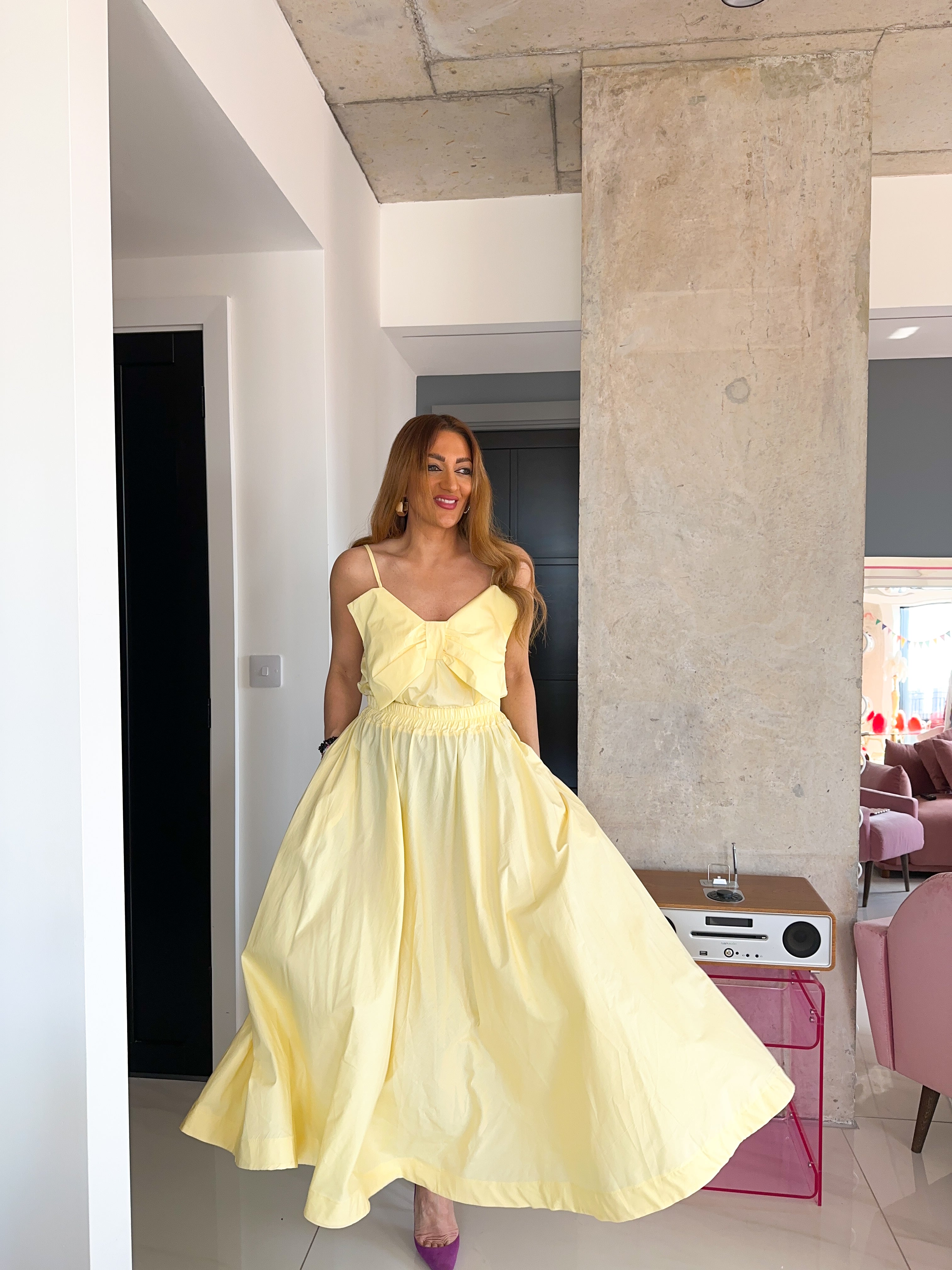 Bow Front Cami Top In Yellow