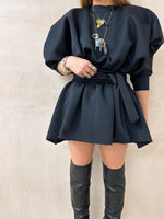 Puff Sleeve Scuba Dress In Black