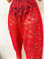 Sweet Dreams Lace Balloon Trousers In Red