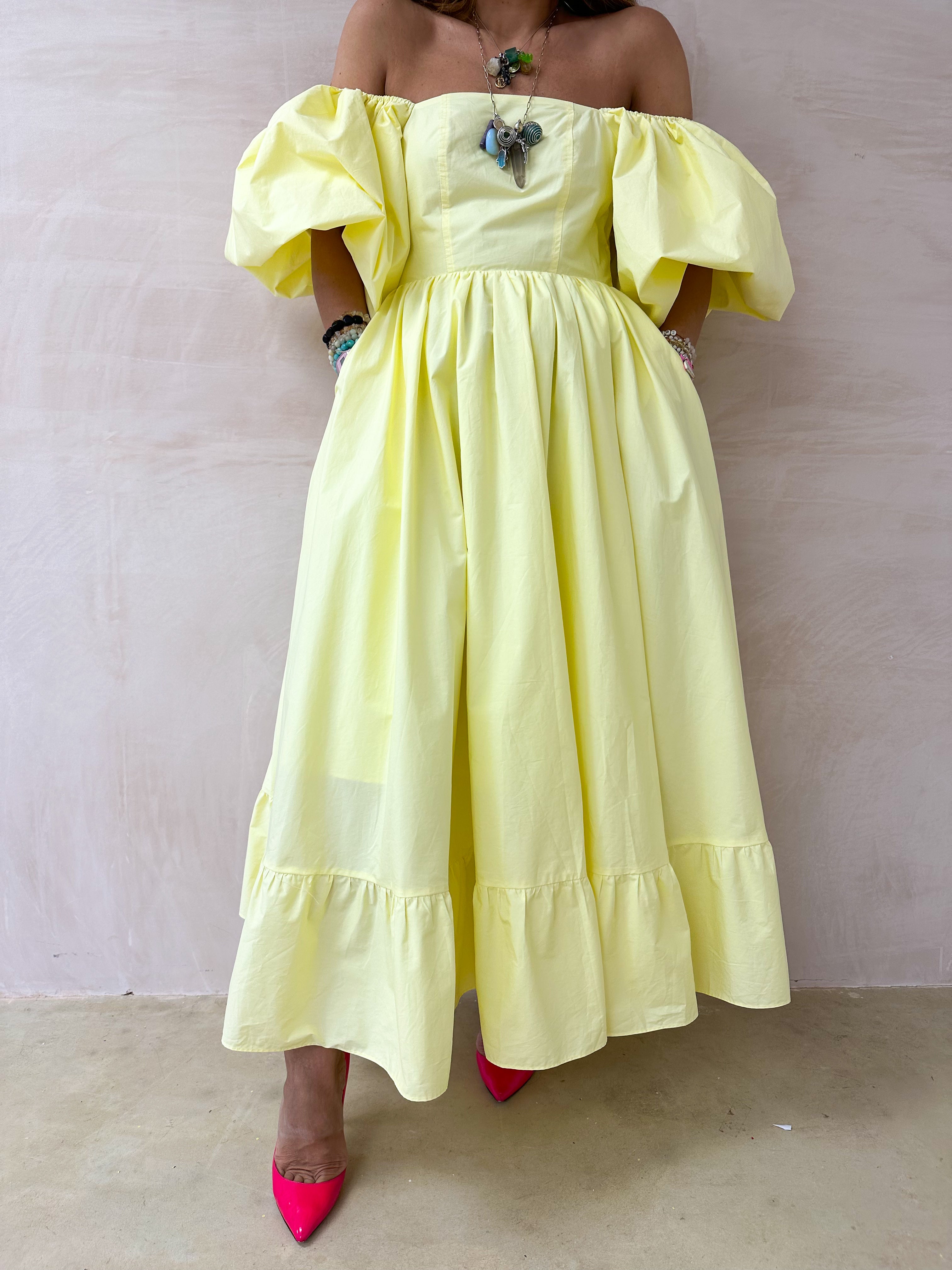 La Dolce Vita Midi Dress In Lemon
