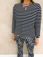 Long Sleeve Basic Top In Black And White Stripe