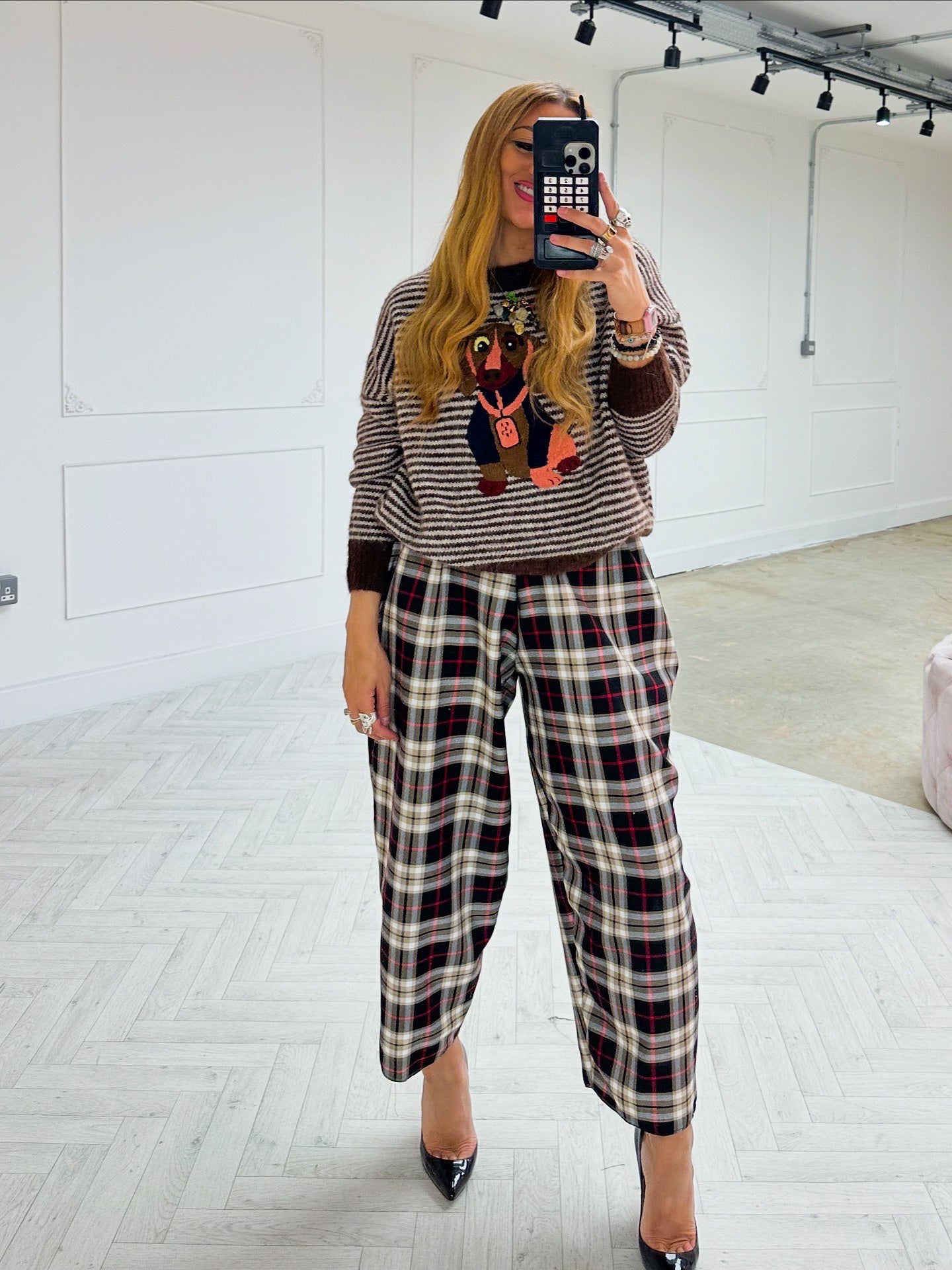Muse Balloon Trousers In Black/Burgundy Tartan