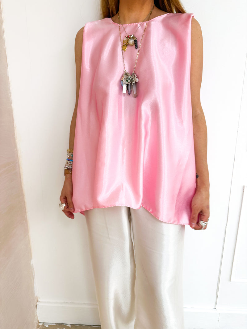 The Midnight Belted Top In Candy Pink