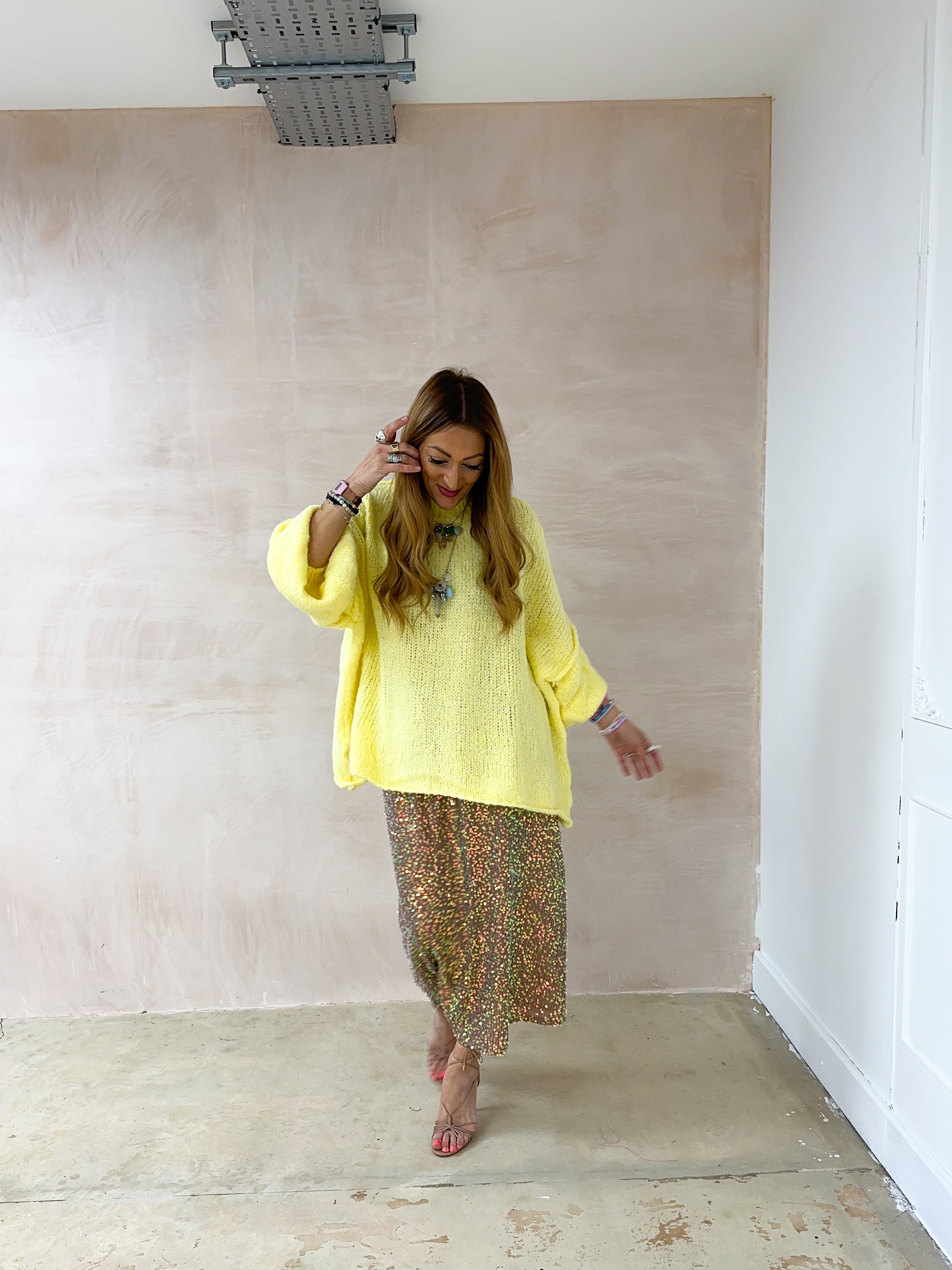 Chunky Knit Oversized Jumper In Yellow