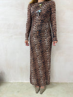 Mesh Midi Dress In Leopard Print