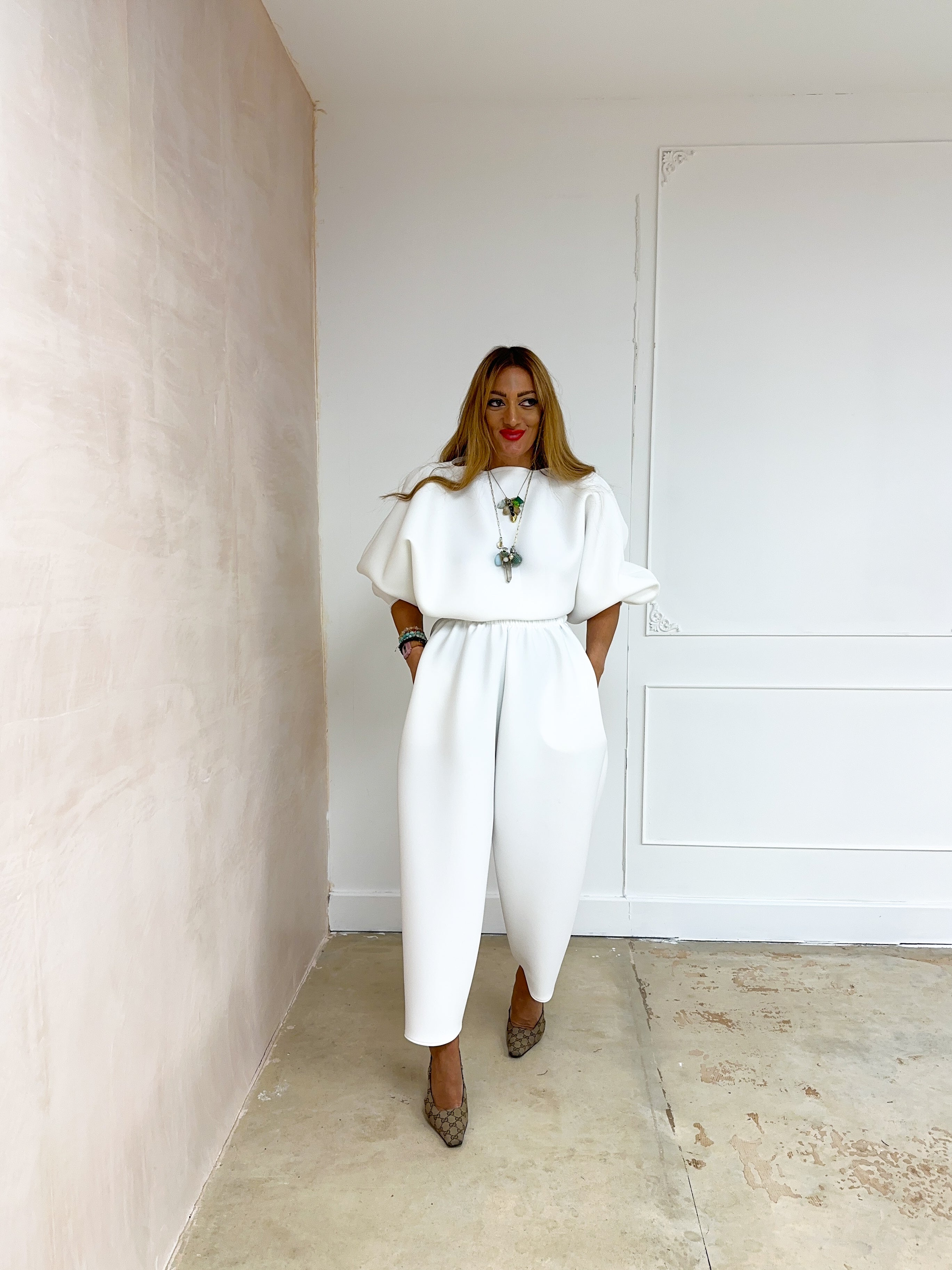 Scuba Balloon Trousers In White
