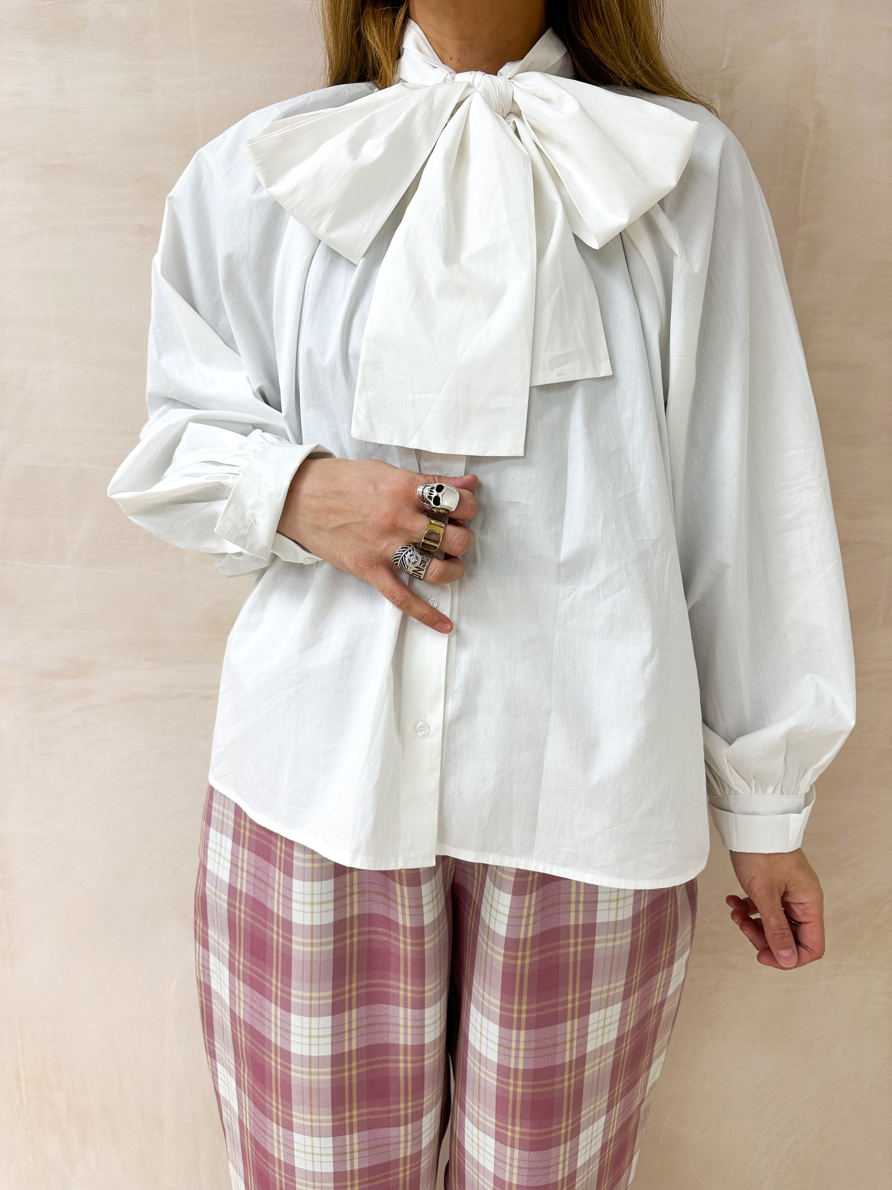 Bow Front Shirt In White