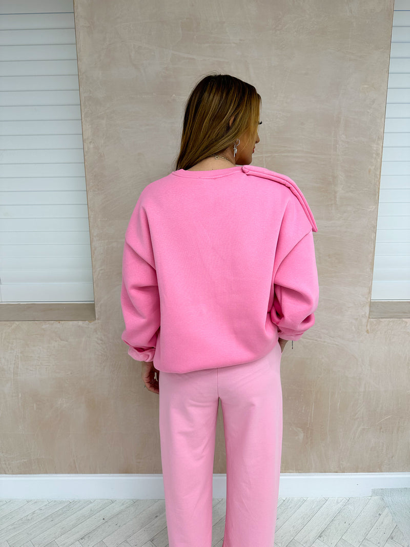 Bow Detail Sweatshirt In Bubblegum Pink