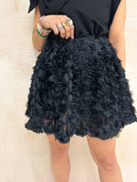 Rose Applique Skirt Style Shorts In Black