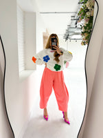 High Waisted Balloon Fit Trousers In Coral