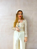 Square Neck Sequin Top In Gold