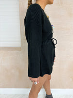 Knitted Jumper Style Playsuit In Black