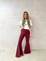 Extreme Flare Sweatshirt Trousers In Burgundy