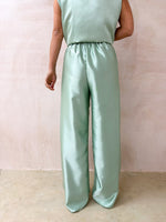 The Midnight Wide Leg Trousers In Sage Green