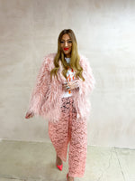 Shabby Faux Fur Coat In Pink