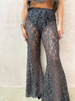 Fairytale Lace Extreme Flare Trousers In Grey