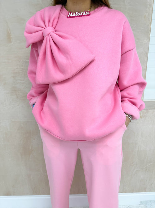 Bow Detail Sweatshirt In Bubblegum Pink