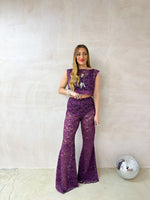 Fairytale Lace Extreme Flare Trousers In Purple